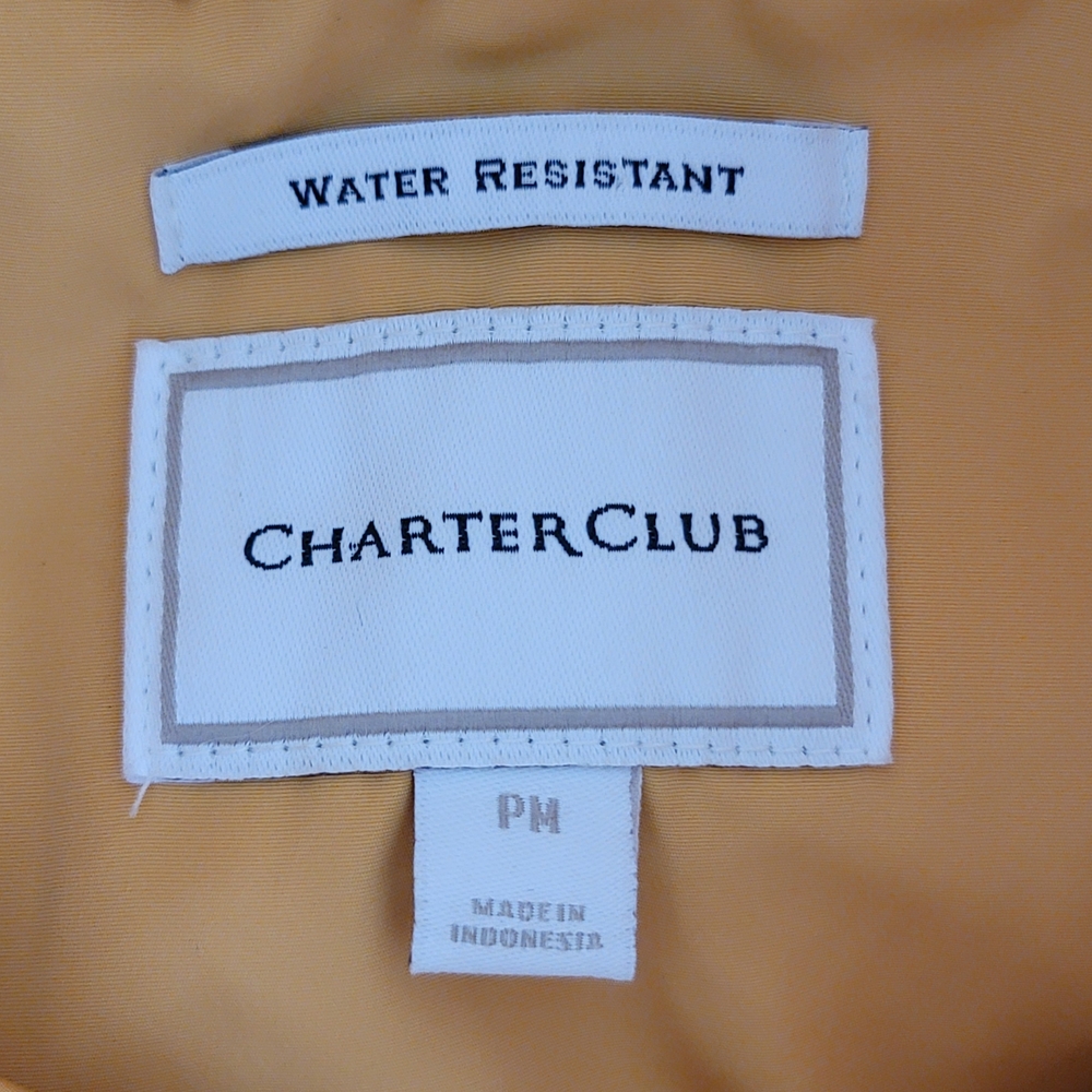 Women's Sz Petite Medium Charter Club Anorak Raincoat Yellow LIKE NEW - Picture 6 of 13